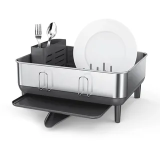 simplehuman Geschirr-Abtropfgestell aus Edelstahl in der Farbe Grau, Maße: 39,4cm x 38cm x 19cm, KT1184DC