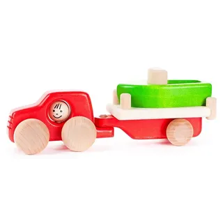 Bajo Holz 4WD Auto Spielzeug mit Anhänger und Boot - Koralle