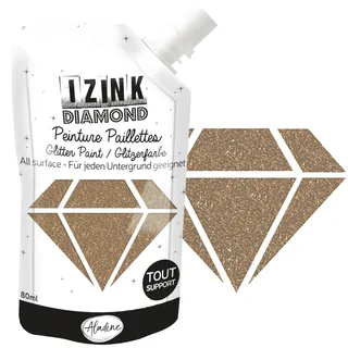 Aladine Izink Diamond Gold-Kupferfarben, 80 ml, Glitzerfarbe, für alle Untergründe: Papier, Stoff, Beton, Metall, Holz, DIY und kreative Hobbys – Glänzende Deko – Roségold – 80824