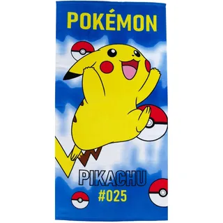 Theonoi Kinder Handtuch Badetuch Strandtuch Duschtuch für Mädchen und Jungen 100% Baumwolle 70x140 cm (Pokemon)
