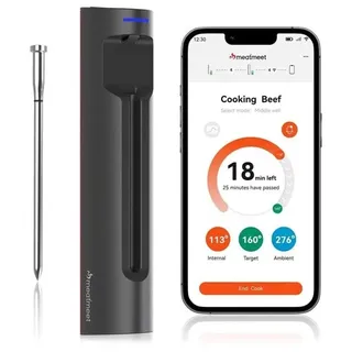 Metapen S Pro Kitchen Thermometer with Bluetooth/WiFi App for Grill Oven Smoker - Grey
