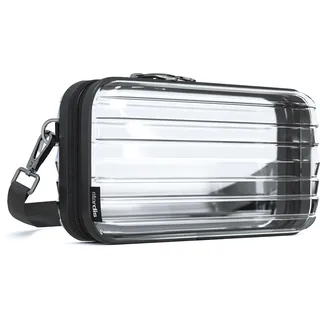 stardis unibag Crossbody Umhängetasche transparent Schultergurt Reißverschluss Mini-Koffer wasserabweisend Handtasche Kosmetiktasche Hardcase zum Umhängen Kofferform Hartschale