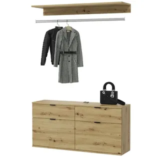inn.furn Garderobenset 3-teilig Eiche Beige