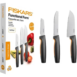 Fiskars Functional Form Messerset 3-tlg. Edelstahl/Schwarz/Orange