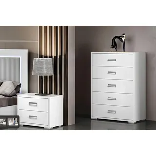 Kommode Designer Luxus Kommoden Möbel Holz hoch Schrank Weiß Modern Sideboard - Weiß