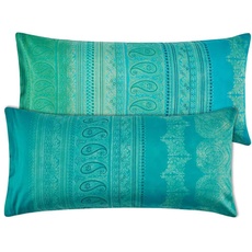 Bild BRUNELLESCHI Kissenhülle zu Bettwäsche aus 100% Baumwollsatin in der Farbe Smaragd v.5, Maße: 40x80 cm - 9320532