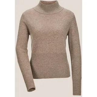 Longpullover MADELEINE "Pullover Modischer Langarmpullover mit Stehkragen", Damen, Gr. 48, beige (cappuccino, melange), Obermaterial: 25% Alpaka WP. 25% Polyamid PA. 25% Schurwolle WV. 25% Viskose CV., Modern, normal, Pullover Longpullover