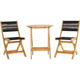 Balkonset Akazie Holz für Balkon ROPE Bistrotisch mit 2 Stühlen