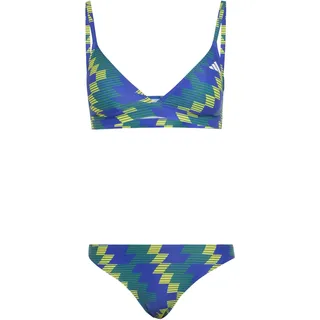adidas Women's Padded Football-Inspired 2-Way Strap Triangle Bikini Set, Lucid Blue/Bold Green, 34