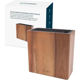 KITCHENDAO XL Akazienholz Messerblock für Messer, Scheren und Schärfstab - Platzsparende Messeraufbewahrung