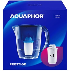 AQUAPHOR Wasserfilter Kanne Prestige Kobaltblau inkl. 1 A5 Filter I Karaffe für 2,8l I Passt in die Kühlschranktür I Reduziert Kalk & Chlor I Tischwasserfilter I Praktische Filterkanne