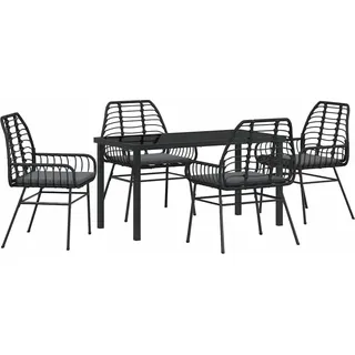 vidaXL Garten Essgruppe 5 pcs Schwarz Poly-Rattan - Schwarz