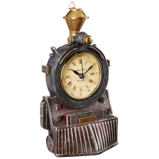 Design Toscano Alle an Bord Lokomotive Steampunk-Dekor Wanduhr, Polyresin, vollfarbe, 23 cm