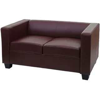 Mendler 2er Sofa Couch Loungesofa Lille ~ Kunstleder, rot-braun