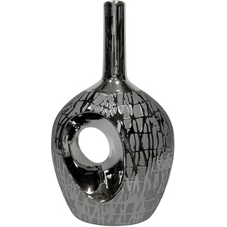 Tischvase aus Keramik mit Loch in Silber, 13 x 22 x 36 cm