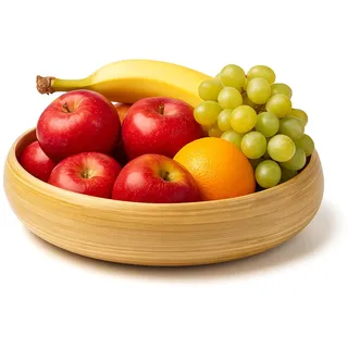 Jungle Culture® Große Bambus-Obstschale 30 cm – Natürliche Holzsalatschale – Nachhaltige Haushaltswaren – für Küchenarbeitsplatte oder Esstisch – Handgefertigte Salatschüssel aus hellem Holz