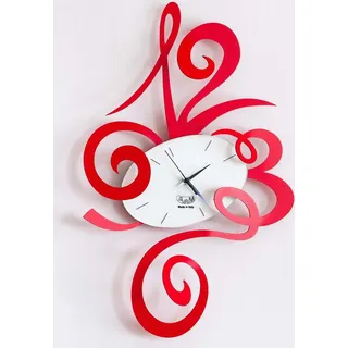 Wanduhr Robin rot 34x51cm aus Stahl, minimalistisches und leises Design für Zuhause und Büro, hergestellt in Italien - Rot