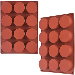 Newk Zylinder-Silikonform, 2 Packungen mit 12 Mulden, runder Zylinder für Cake-Pops, Seife, Schokoladenkekse, Badebombe, Käsekuchen, Schokoladenabdeckung