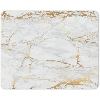 Mauspad Marmor-Optik I 24 x 19 cm I Mousepad in Gold weiß grau I Standard-Größe, rutschfest I schlicht modern I Stein-Optik Granit I dv638