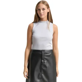 TOM TAILOR Denim Damen 1048967 Slim Fit Top mit Glitzer-Effekt, 40001-White Glitter, L