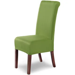 Scheffler Home Stuhlhussen Marie Grün 4er Set – Wasserabweisende und elastische Stuhlbezüge mit Fleckenschutz – Passend für Esszimmerstühle und Schwingstühle – Öko-Tex Zertifiziert