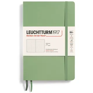 Leuchtturm1917 363934 Notizbuch Paperback (B6+), Softcover, 123 nummerierte Seiten, Salbei, Dotted