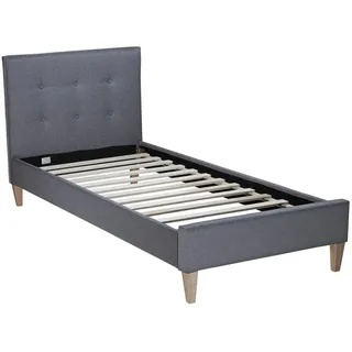 Homestyle4u Polsterbett mit Lattenrost 90/200 cm in Grau , Textil , 90x200 cm , Schlafzimmer, Betten, Polsterbetten