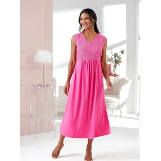 Nachthemd ASCAFA "Nachthemd", Damen, Gr. 36/38, Normalgrößen, fuchsia, 50% Baumwolle, 50% Modal, Spitze:26% Polyamid, 74% Viskose, rn% 2 Teile mit untersch. Material, unifarben, Kleider Nachthemd