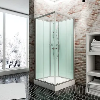 Schulte Korfu II Komplettdusche mit Schiebetür 89 x 202 cm silberfarben/Klarglas 89 x 89 cm