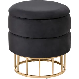 Beliani Pouf Schwarz Elgin , Textil , Rund , 37x42x37 cm , Wohnzimmer, Sessel, Hocker & Hockerbänke, Poufs