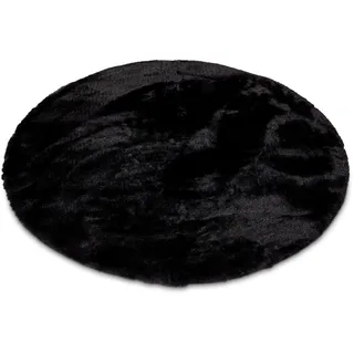 Gino Falcone Kuschelteppich Chiara Fellteppich Ø 90 cm Schwarz