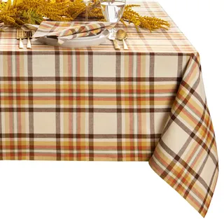 Elrene Home Fashions Russet Harvest gewebte Karierte Baumwolltischdecke für Herbst/Erntedankfest, 152,4 x 259,1 cm, rechteckig