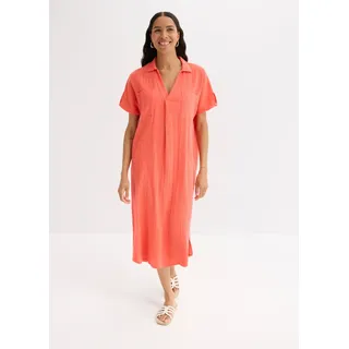 Tunikakleid BONPRIX, Damen, Gr. 50, N-Gr, orange (helllachs), Obermaterial: 100% Baumwolle, oversize, Kleider Tunikakleid, Oversize-Passform, Kaftan-Schnitt, Kimonoärmel, aus Baumwolle