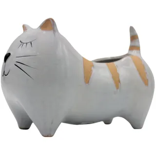 Dekohelden24 Katze 21 x 12 x 14 cm Hellgrau