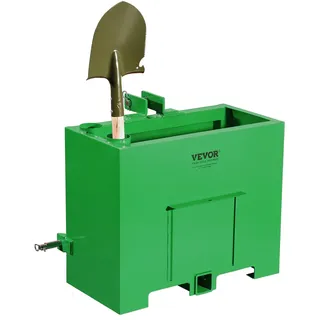 VEVOR Anhängerkupplungsvorschaltgerät, 3-Punkt-Traktor Ballast Box der Kategorie 1 mit einer Kapazität von 363 kg, für 5,6 cm Anhängerkupplung, Stahl Großraumladeraufsatz mit Schiebetür, grün