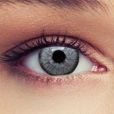 Designlenses graue Kontaktlinsen ohne Stärke, 1 Paar (2 St.) farbige Monatslinsen für einen natürlichen Effekt, geeignet für dunkle Augen + Gratis Behälter "Natural Grey"