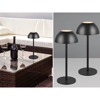 2er SET Akku LED Outdoor Touch Tischlampen ohne Kabel in Schwarz, 30cm klein - Schwarz