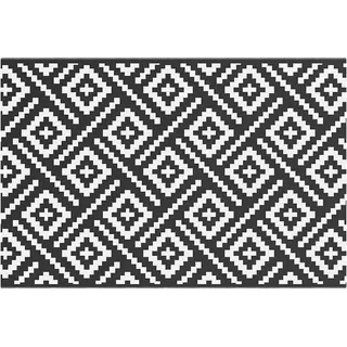 vidaXL Outdoor-Teppich ARAKIL Weiß und Schwarz 120x180 cm PP - Schwarz