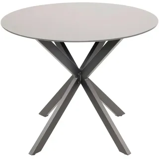 Gartentisch , Grau, Schwarz , Metall, Glas , rund , 73 cm , Gartenmöbel, Gartentische, Gartentische