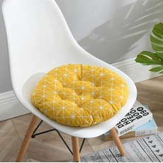 Homeyuser Gepolstertes Sitzkissen für Stuhl, Polsterkissen, rund, für Esszimmer, Garten, Küche, Büro, 2 Stück (Gelb)