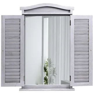 MCW Wandspiegel MIT Fensterläden Grau