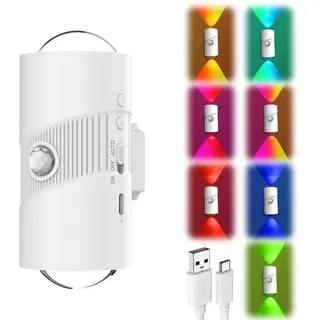 L.StarryIsland Led-Sensor-Wandleuchte (Innen/Außen), Rgb-Farbverlauf Dimmbar, Wiederaufladbare Kabellose Aussenlampe Mit Bewegungsmelder, 4 Helligkeitsstufen, Automatische Ein-/Ausschaltung (Weiß)