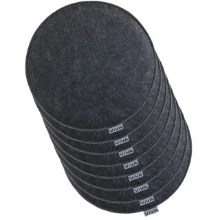 Brandsseller 8er Set Sitzkissen aus Filz Ø 35x2 cm – Robuste Stuhlauflagen für innen und außen, rundes Sitzpolster, strapazierfähiges Kissen für Stühle – Anthrazit