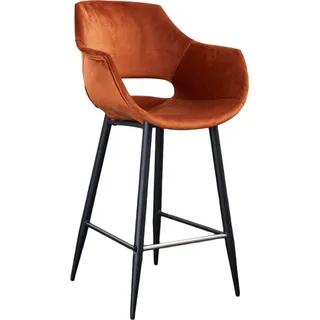 KAWOLA Barhocker ZAJA Barstuhl Sitzhöhe 76 cm Velvet cognac - Braun
