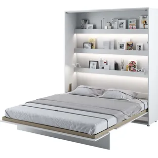 Furniture24 Schrankbett Bed Concept Lenart, Wandklappbett mit Lattenrost, V-Bett, Wandbett Bettschrank Schrank mit integriertem Klappbett Funktionsbett BC-13, 180 x 200 cm, Weiß/Weiß, Vertical - Weiß