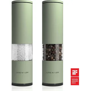 LARS NYSØM Salz und Pfeffer Mühle 2er Set Manuell mit einstellbarem Keramik-Mahlwerk von grob bis fein I Design Gewürzmühlenset (2 Stück) Sage - Grün