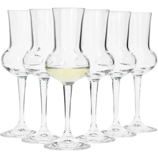 Bormioli Grappaglas Set 6 teilig I Füllmenge 75 ml I Gesamthöhe des Glases 16,5 cm I Stiellänge 5,8 cm I Klassiches Grappaglas für Das berühmte Italienische Getränk
