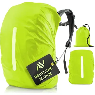 AVANA Regenschutz für Rucksäcke mit Reflexstreifen (10-70L) wasserdichte Regenhülle Schulranzen Reflektor Rucksack Cover reflektierender Rucksacküberzug Neongrün