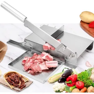 Moongiantgo Manueller Fleischschneider Handbuch Rippen Fleischschneider Biltong Slicer mit Abnehmbarer Skala, 190mm Klingenlänge für Kräuter Ginseng Nougat Speck Schinken Gemüse Delikatessen (KD0270)