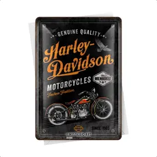 Nostalgic-Art Retro Blechpostkarte, 10 x 14 cm, Harley-Davidson – Timeless Tradition – Geschenk-Idee für Biker, Postkarte aus Metall, Mini-Blechschild als Grußkarte